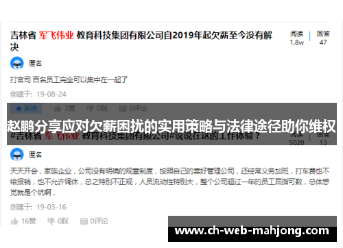 赵鹏分享应对欠薪困扰的实用策略与法律途径助你维权 赵鹏分享应对欠薪困扰的实用策略与法律途径助你维权